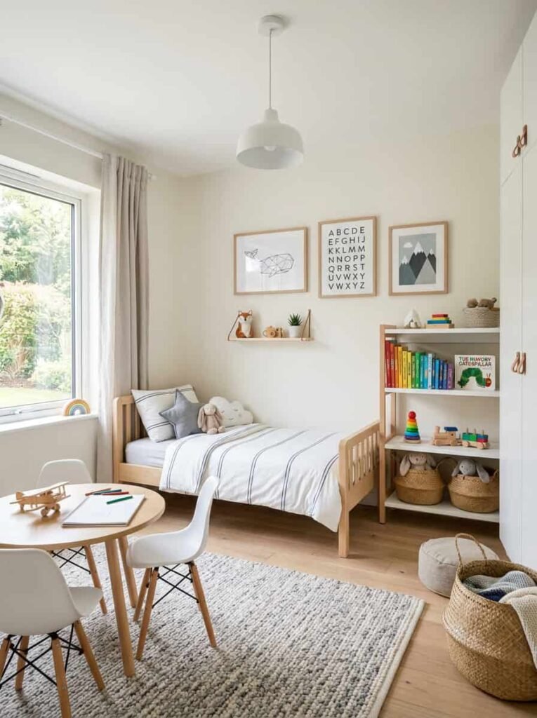 Kids room modern clean decor. Kids room category