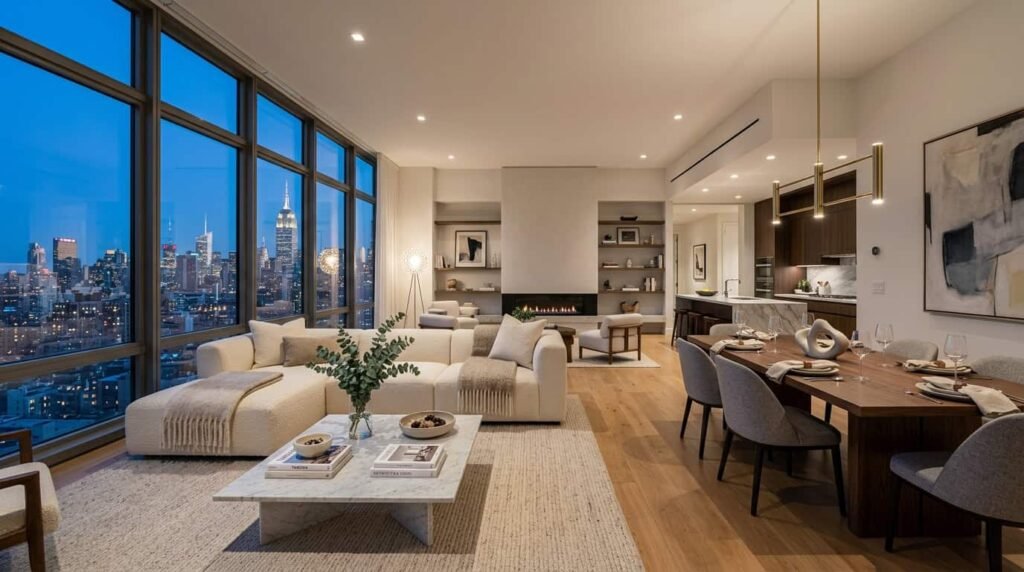 A night view of modern and luxury Apartment