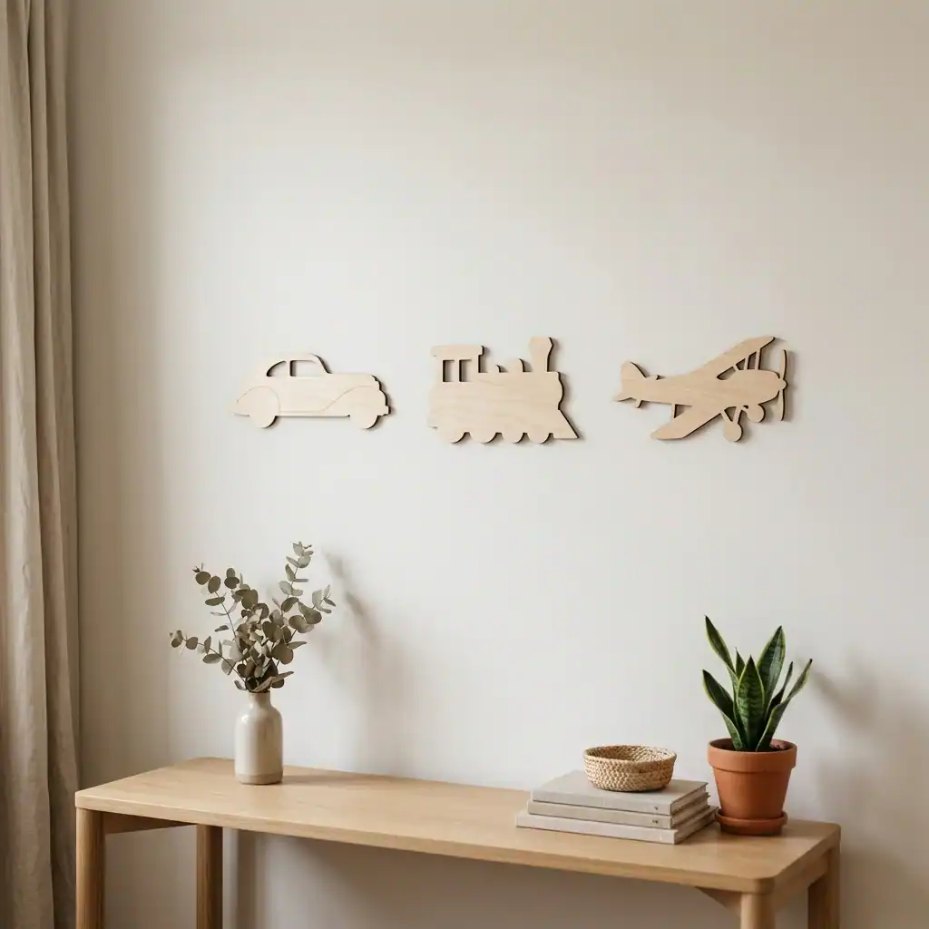 Subdued transportation decor for a boy bedroom