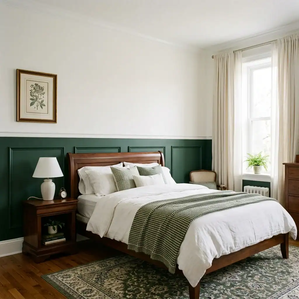 Two-tone chair rail wall idea for a boys bedroom