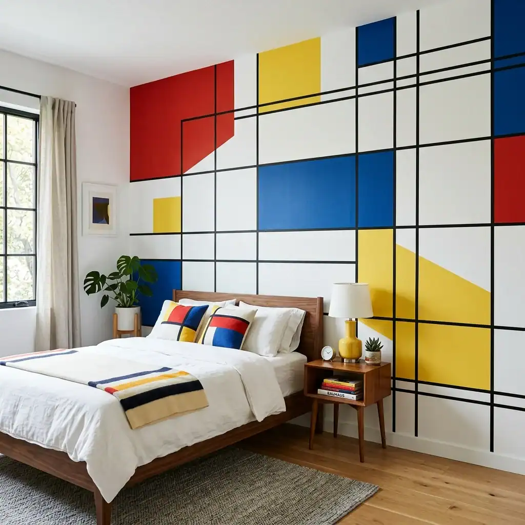 Primary color block wall idea for a boys bedroom