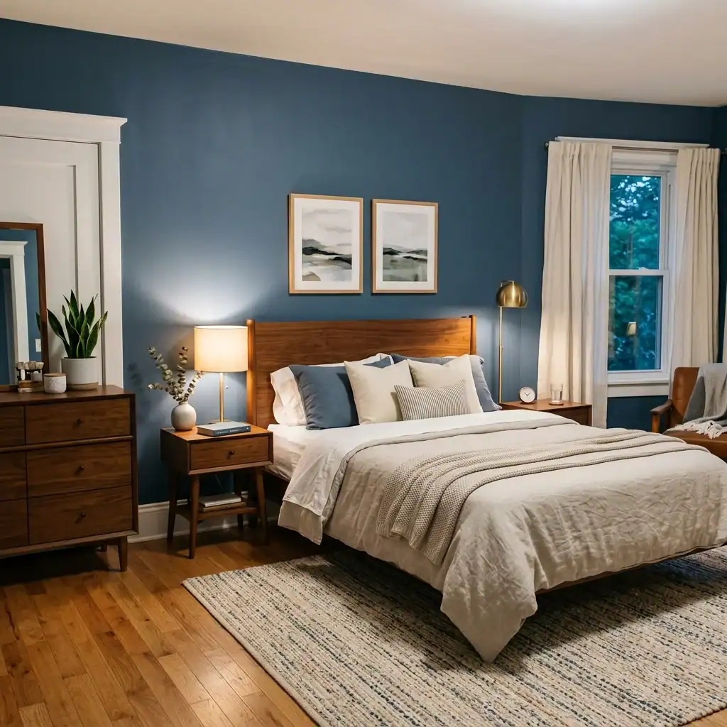 Matte slate blue paint idea for a boys bedroom retreat