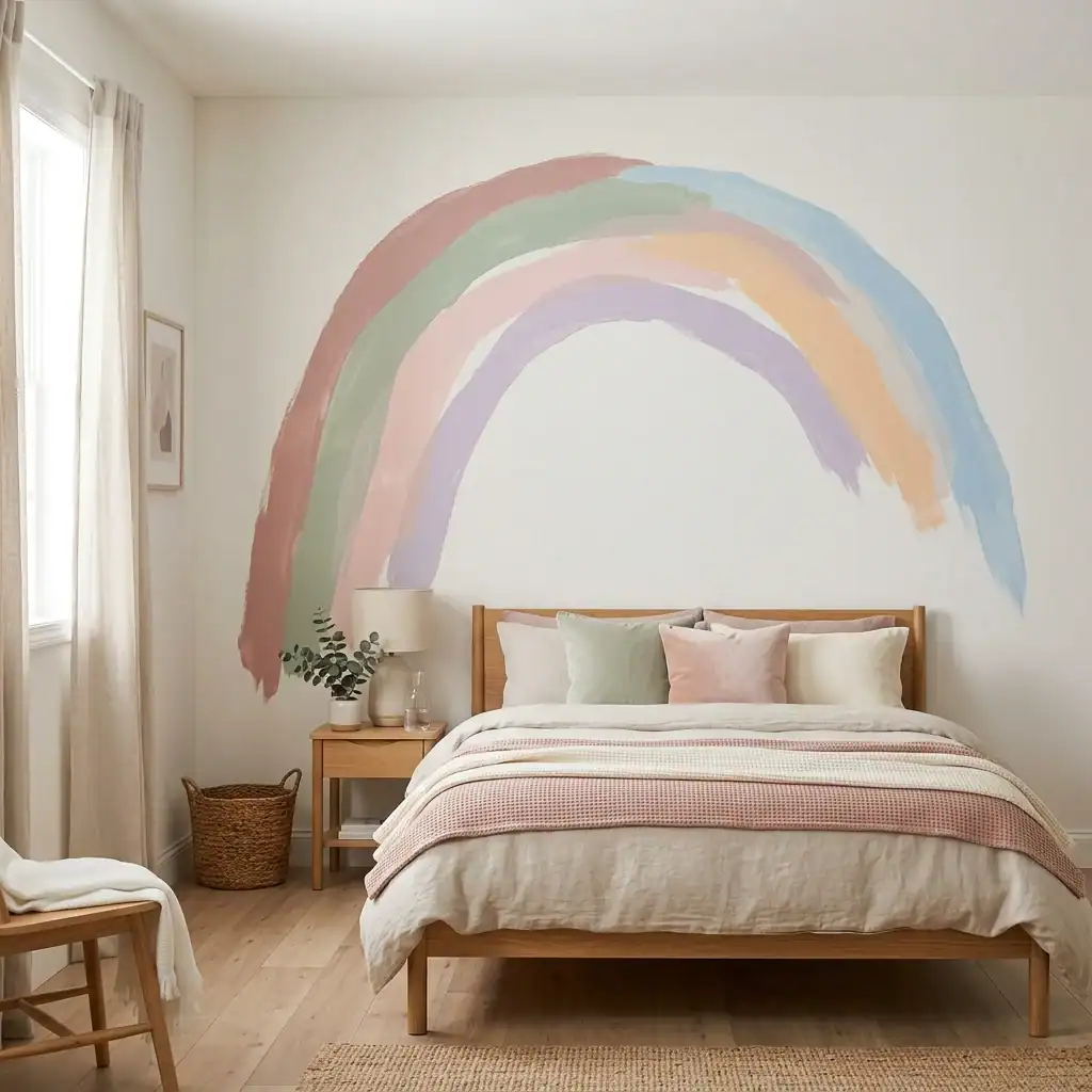 Abstract mural wall idea for a kids bedroom