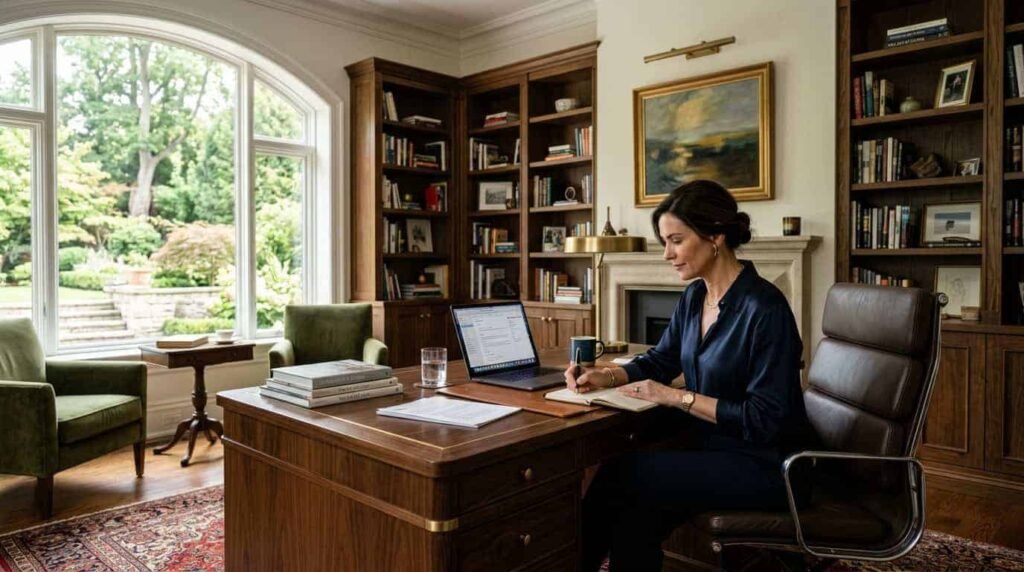 A women in luxury Home Offiice