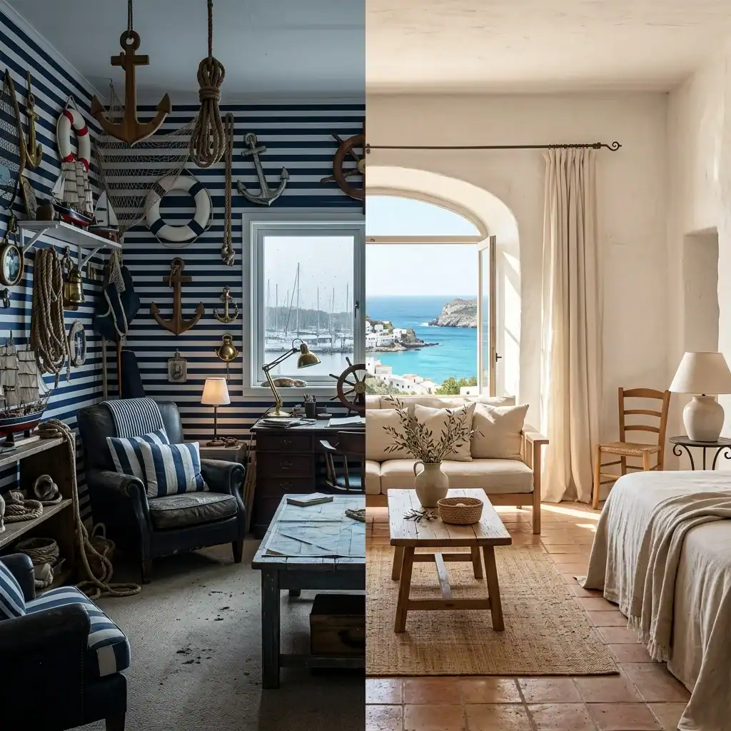 Mediterranean coastal decor mistakes versus authentic coastal design comparison