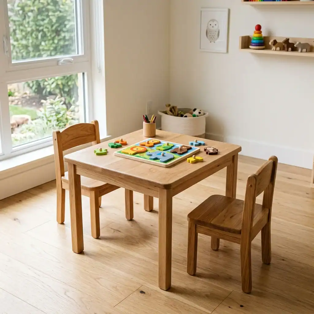 Toddler activity table and chairs for a kids bedroom