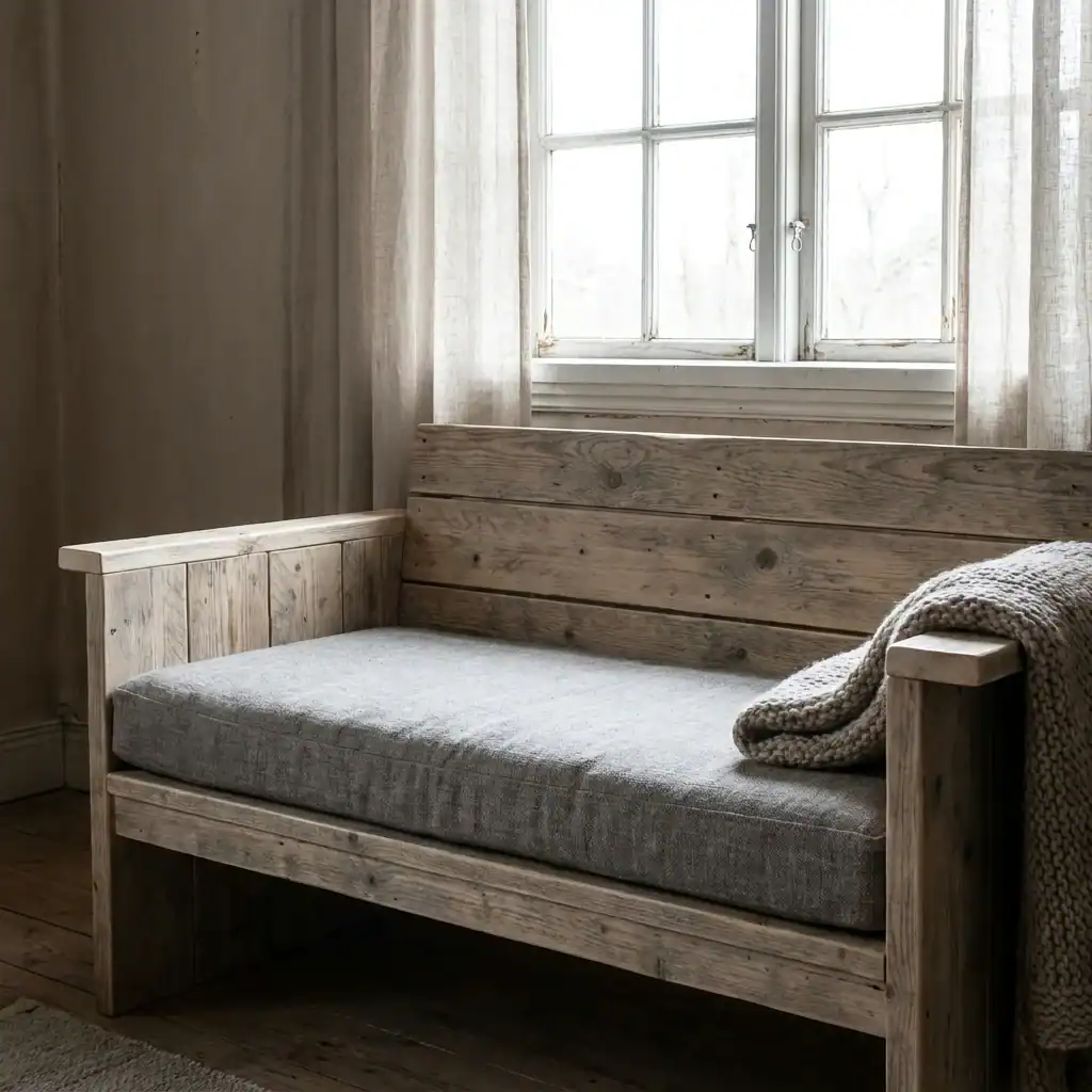 DIY pallet wood window reading nook bench idea
Hanging Chair by the Window