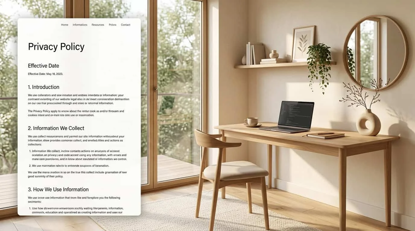 A chair and table and privacy policy note of Haven Deor Aura